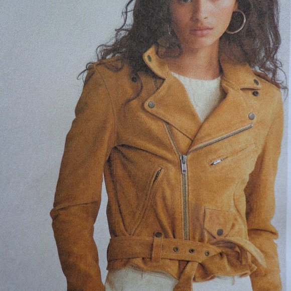 FIRM NWT Anthropologie [BLANKNYC] Suede Moto Jacket S Coffee Bean Zip Closure - Picture 1 of 16